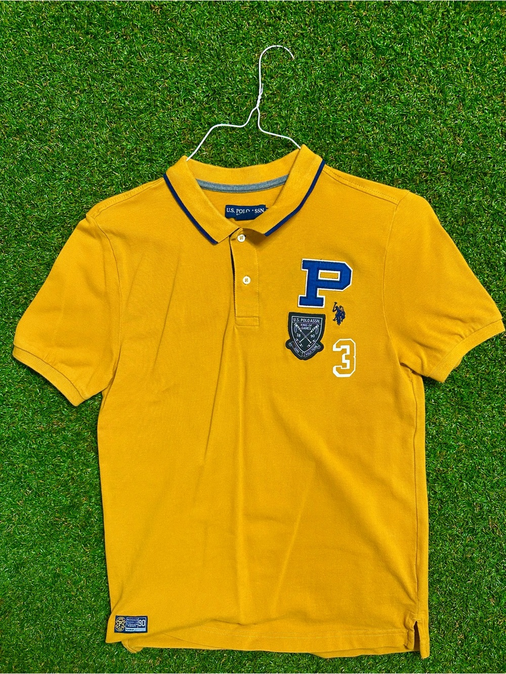U.S. Polo Assn. Yellow Polo Shirt with Blue Trim